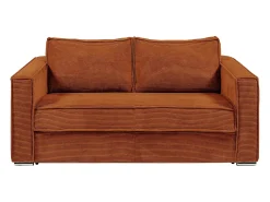Sofá de 4 lugares convertível abertura rápida em veludo canelado terracota - 160 cm - 14 cm LORETO