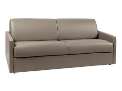 Sofá de 4 lugares convertível de abertura rápida em pele sintética taupe colchão de espuma de 14 cm - CALIFE