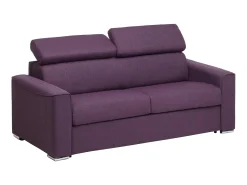 Sofá de 3 lugares convertível de abertura rápida em tecido violeta colchão - VIZIR