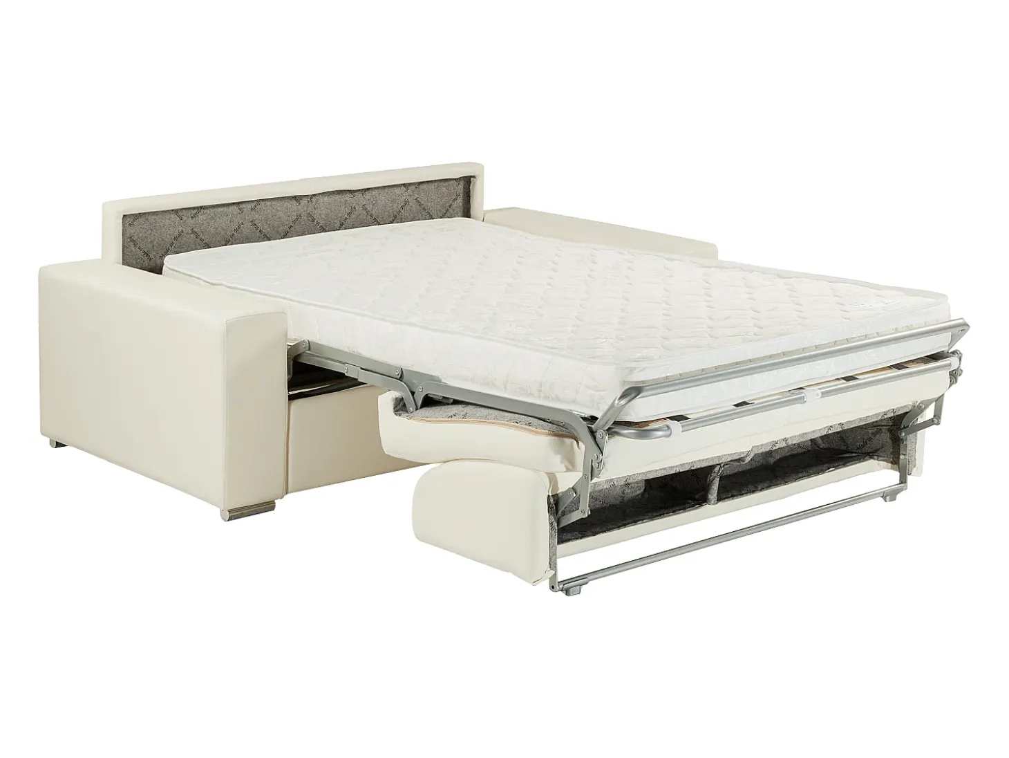 Sofá de 4 lugares convertível de abertura rápida em pele sintética branco colchão de espuma de 14 cm - EMIR