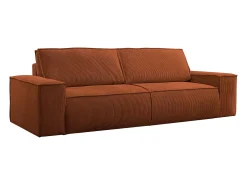 Sofá de 4 lugares convertível veludo canelado terracota - AMELIA