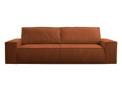 Sofá de 4 lugares convertível veludo canelado terracota - AMELIA