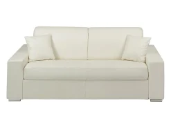 Sofá de 3 lugares convertível de abertura rápida em pele sintética branco colchão de espuma de 18 cm - EMIR