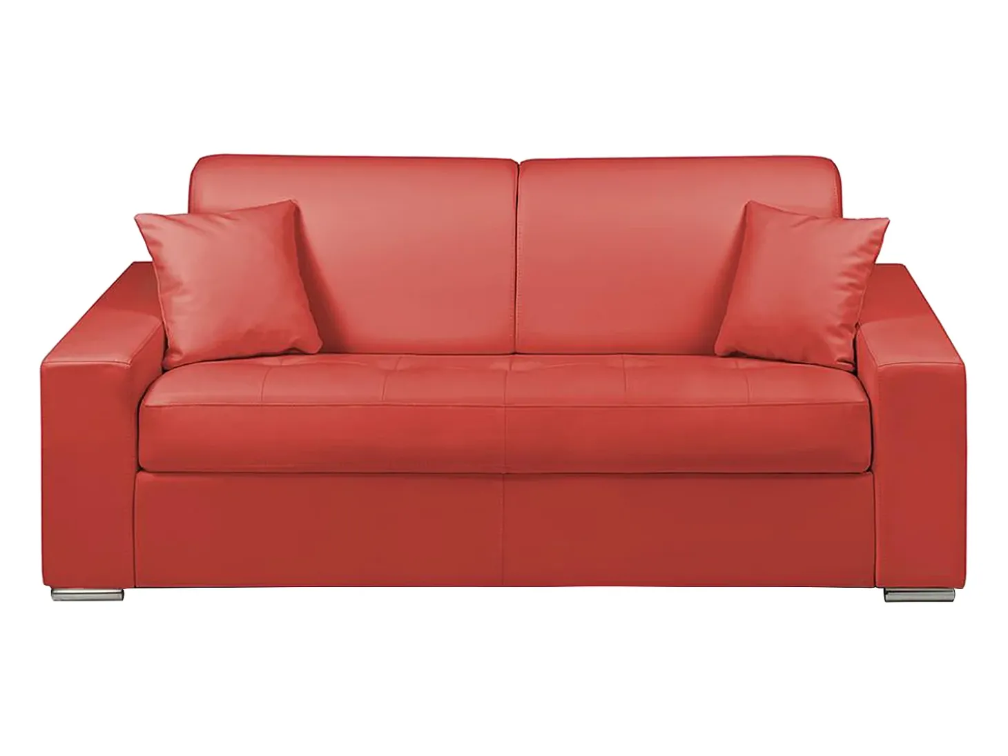 Sofá de 3 lugares convertível de abertura rápida em pele sintética vermelho colchão de espuma de 18 cm - EMIR