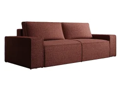 Sofá de 4 lugares convertível em tecido chenille cor bordô AMELIA