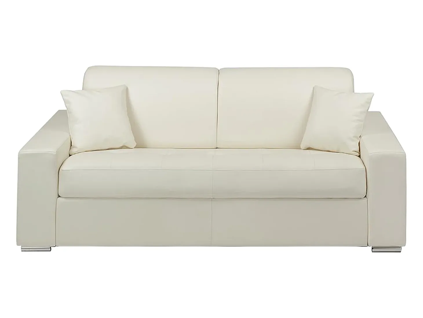 Sofá de 3 lugares convertível de abertura rápida em pele sintética branco colchão de espuma de 14 cm - EMIR