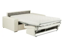 Sofá de 3 lugares convertível de abertura rápida em pele sintética branco colchão de espuma de 14 cm - EMIR