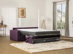 Sofá de 2 lugares convertível de abertura rápida em tecido violeta colchão - VIZIR