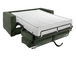 Sofá de 3 lugares convertível veludo canelado verde-escuro assento memória de forma 22 cm LORETO