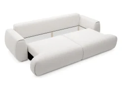 Sofá de 4 lugares convertível deslizante em tecido chenille branco marfim MONELIA