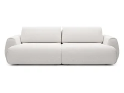 Sofá de 4 lugares convertível deslizante em tecido chenille branco marfim MONELIA