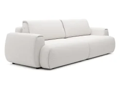 Sofá de 4 lugares convertível deslizante em tecido chenille branco marfim MONELIA