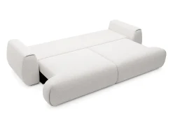 Sofá de 4 lugares convertível deslizante em tecido chenille branco marfim MONELIA