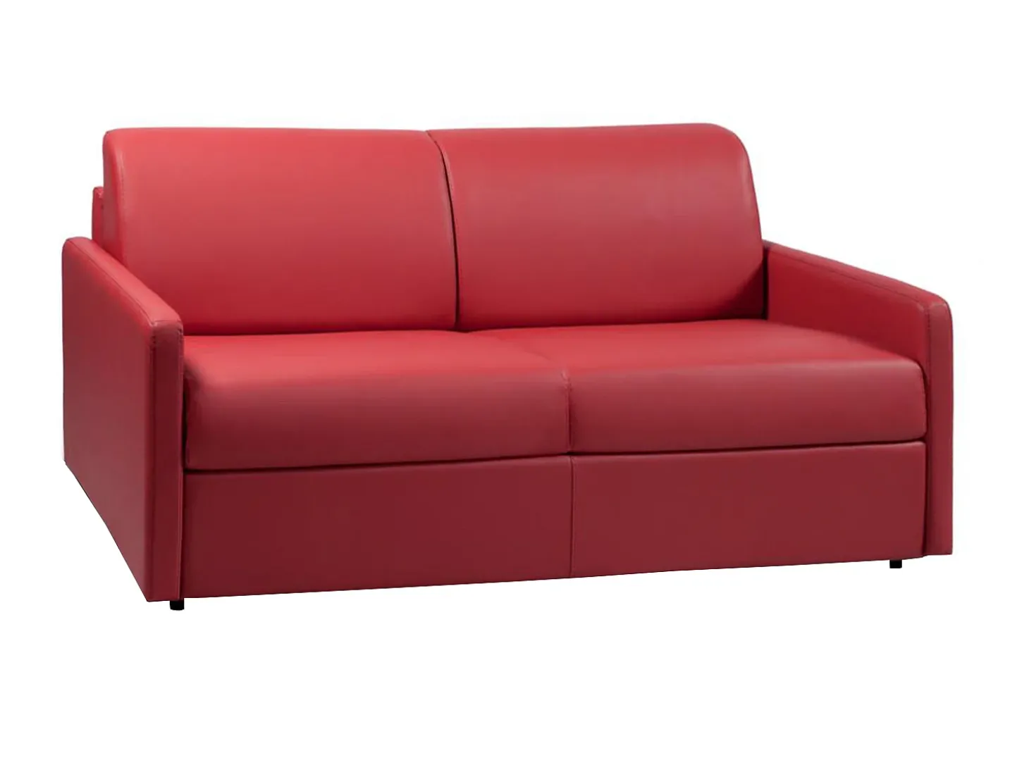 Sofá de 3 lugares convertível de abertura rápida em pele sintética vermelho colchão de espuma de 14 cm - CALIFE