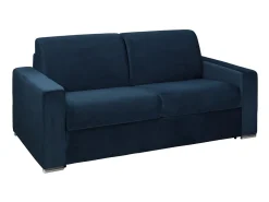 Sofá de 3 lugares convertível de abertura rápida em veludo - Azul-escuro - CALITO