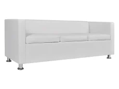 Sofá de 3 lugares couro artificial branco PT292704
