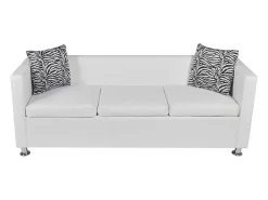 Sofá de 3 lugares couro artificial branco PT292704