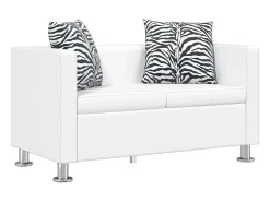 Sofá de 2 lugares couro artificial branco