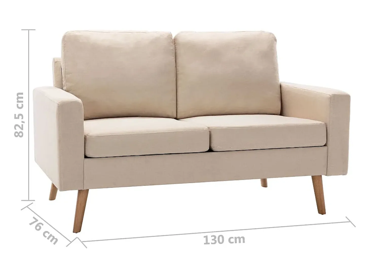 Sofá de 2 Lugares Creme em Tecido Elegante e Confortável