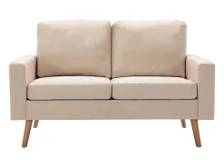 Sofá de 2 Lugares Creme em Tecido Elegante e Confortável