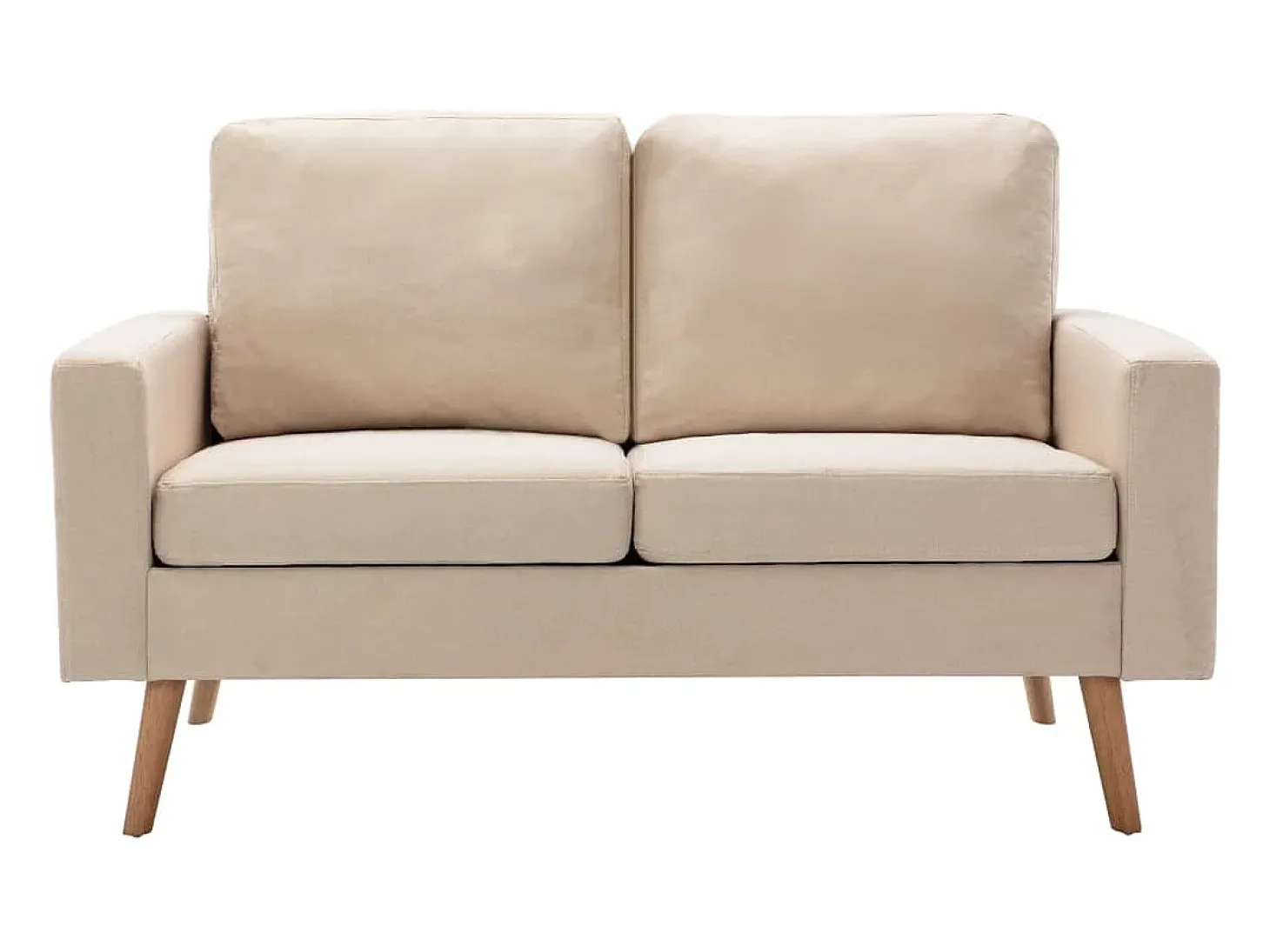 Sofá de 2 Lugares Creme em Tecido Elegante e Confortável
