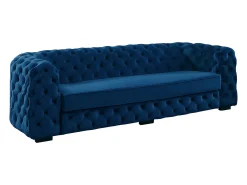 Sofá de 3 lugares de veludo azul noite chesterfield STANLEY