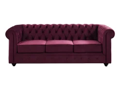 Sofá de 3 lugares de veludo roxo CHESTERFIELD -Preço baixo