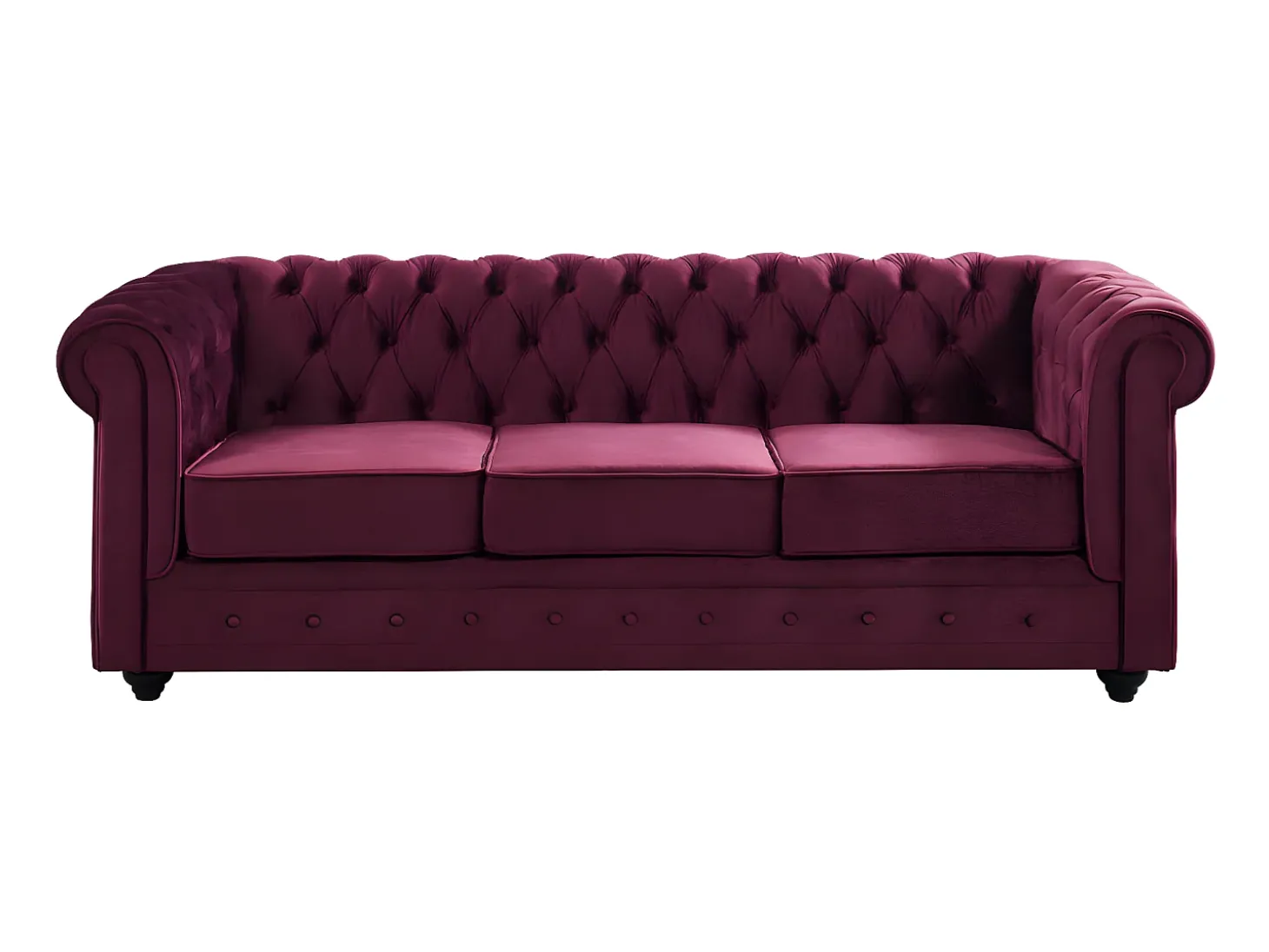 Sofá de 3 lugares de veludo roxo CHESTERFIELD -Preço baixo