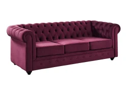 Sofá de 3 lugares de veludo roxo CHESTERFIELD -Preço baixo