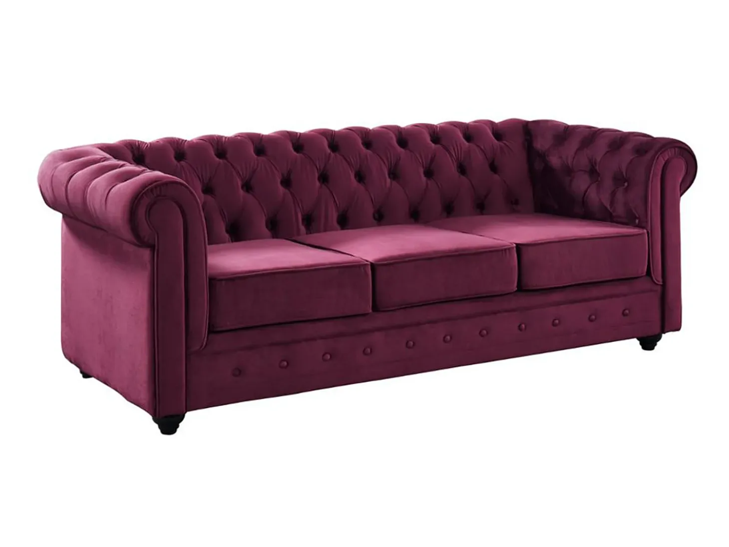 Sofá de 3 lugares de veludo roxo CHESTERFIELD -Preço baixo