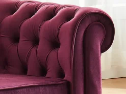 Sofá de 3 lugares de veludo roxo CHESTERFIELD -Preço baixo