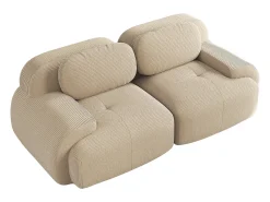 Sofá de 2 lugares em bombazine - Apoios de braços curvos - Bege