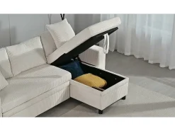 Sofá de 3 lugares em L - com portas USB de carregamento - com almofadas - sofá de canto conversível - bege