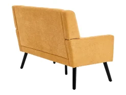 Sofá de 2 lugares em linho amarelo - Pés em madeira antiderrapante - Ideal para sala de estar, quarto e escritório