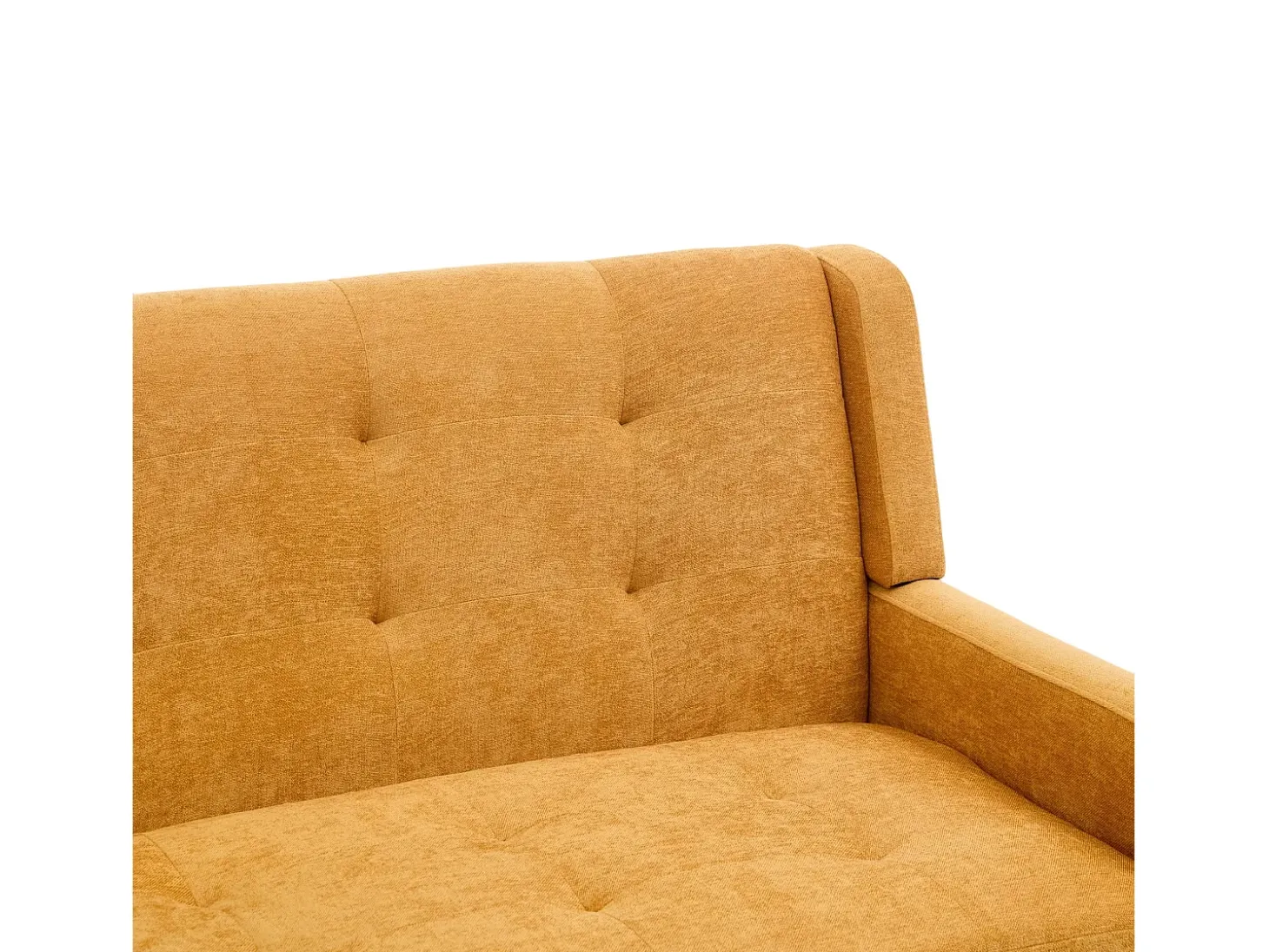 Sofá de 2 lugares em linho amarelo - Pés em madeira antiderrapante - Ideal para sala de estar, quarto e escritório