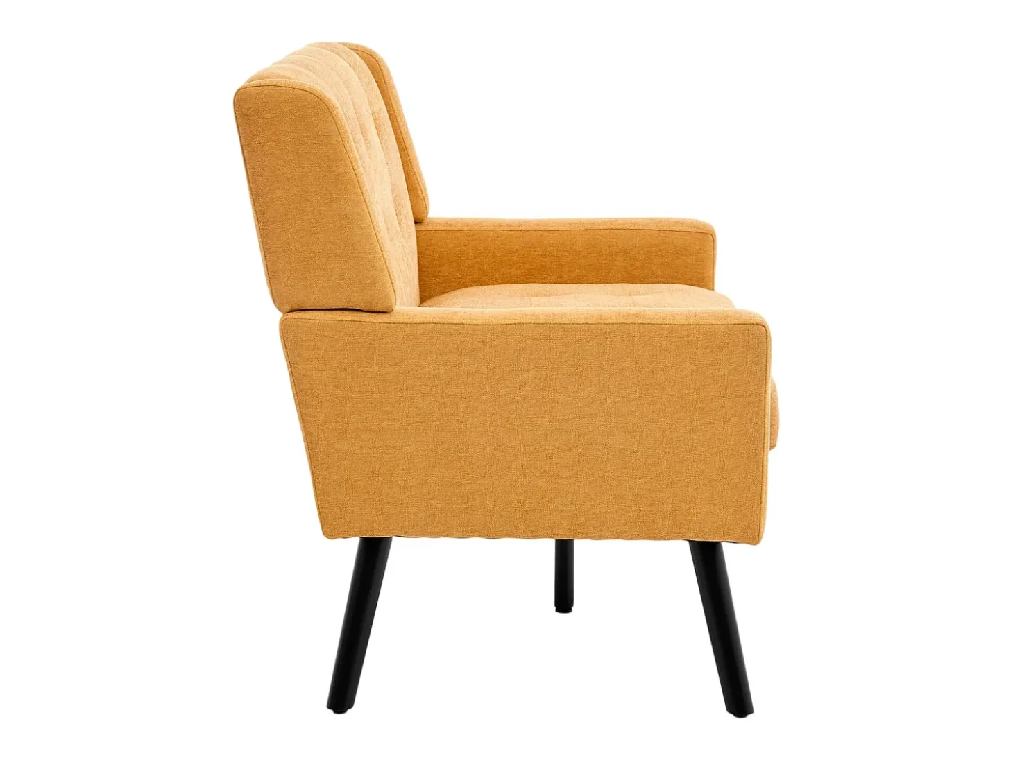 Sofá de 2 lugares em linho amarelo - Pés em madeira antiderrapante - Ideal para sala de estar, quarto e escritório