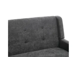 Sofá de 2 lugares em linho cinza escuro - Pés em madeira antiderrapantes - Ideal para sala de estar, quarto e escritório