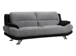 Sofá de 3 lugares em microfibra Bicolor cinza e preto - MUSKO