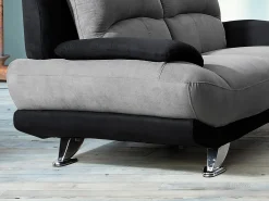 Sofá de 3 lugares em microfibra Bicolor cinza e preto - MUSKO