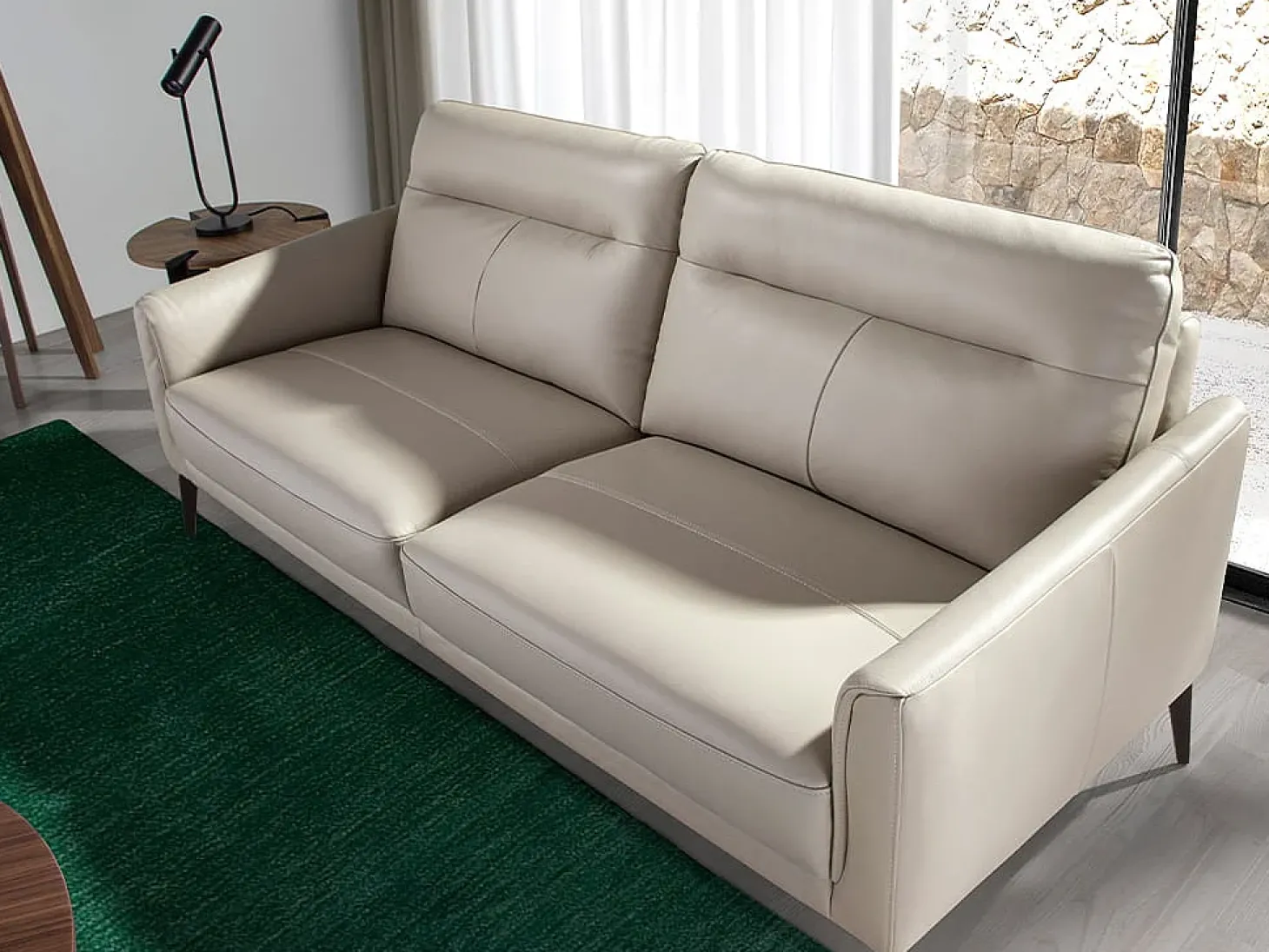 Sofá de 3 lugares em pele cinzenta taupe 6138 ANGEL CERDA