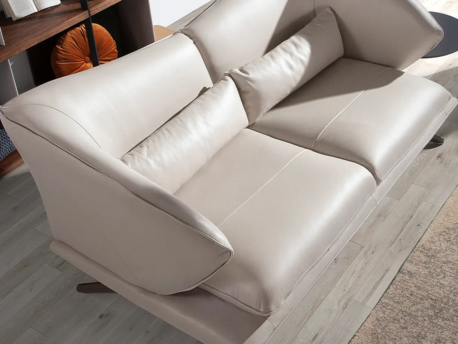 Sofá de 2 lugares em pele cinzenta taupe 6145 ANGEL CERDA