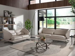 Sofá de 2 lugares em pele cinzenta taupe 6145 ANGEL CERDA