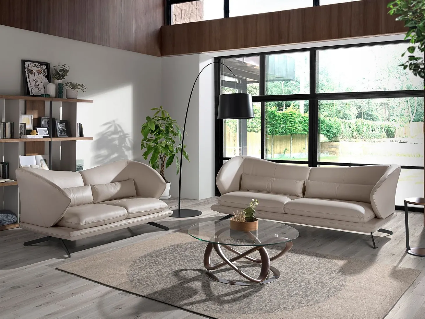 Sofá de 2 lugares em pele cinzenta taupe 6145 ANGEL CERDA