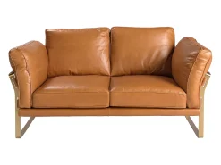 Sofá de 2 lugares em pele camel 6229 ANGEL CERDA