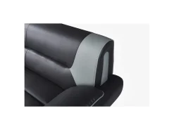 Sofá de 3 lugares em pele sintética Bicolor preto e cinzento - NIGEL