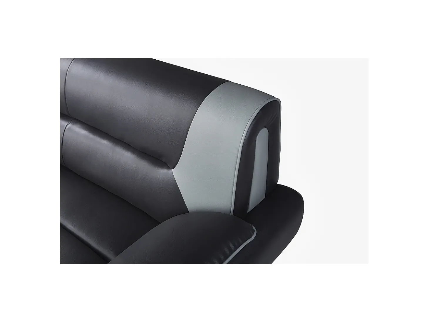 Sofá de 3 lugares em pele sintética Bicolor preto e cinzento - NIGEL
