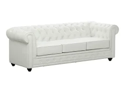 Sofá de 3 lugares em pele sintética Branco - CHESTERFIELD