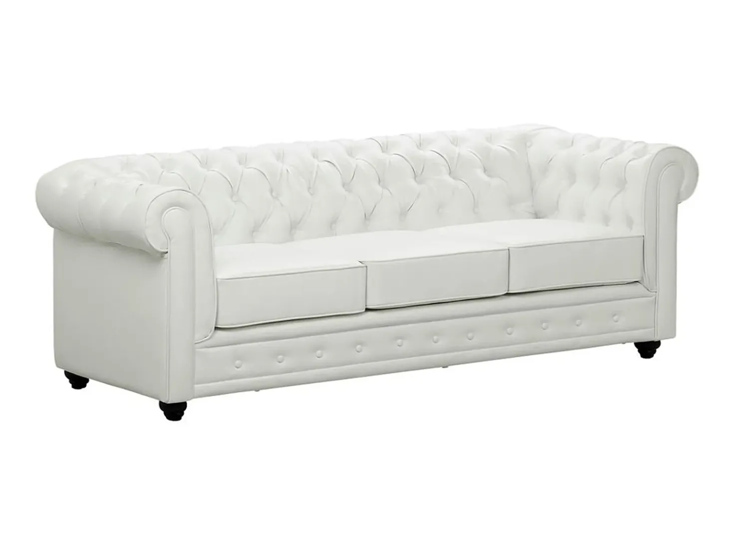Sofá de 3 lugares em pele sintética Branco - CHESTERFIELD