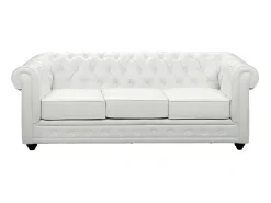 Sofá de 3 lugares em pele sintética Branco - CHESTERFIELD