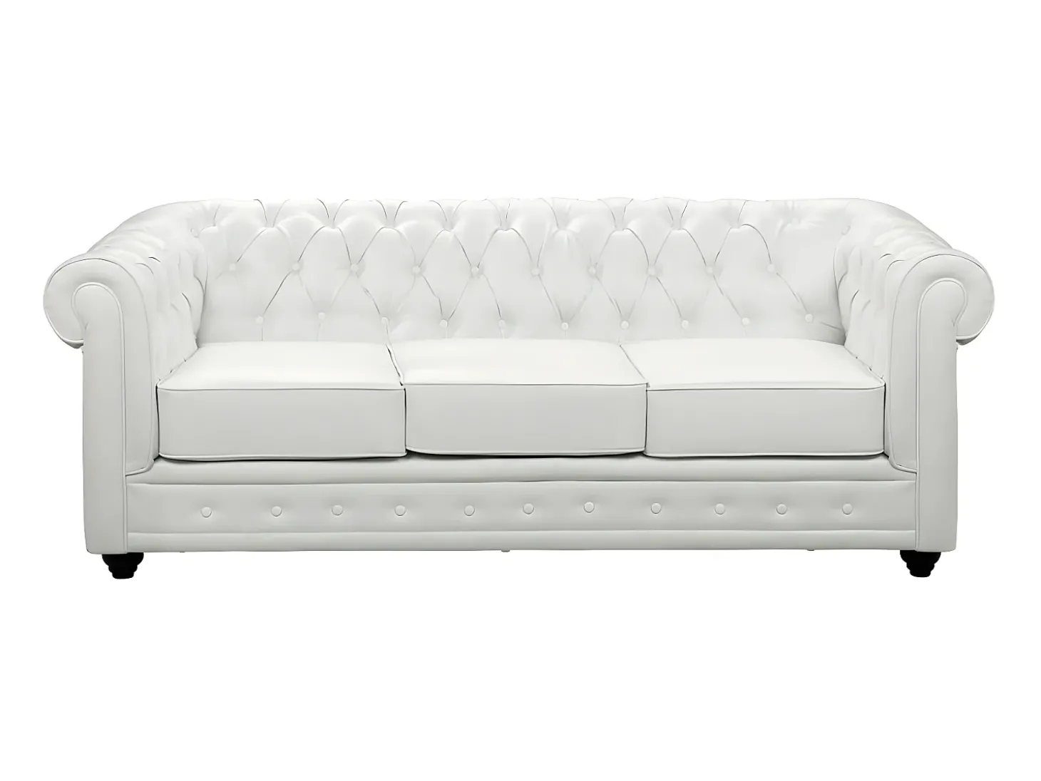 Sofá de 3 lugares em pele sintética Branco - CHESTERFIELD